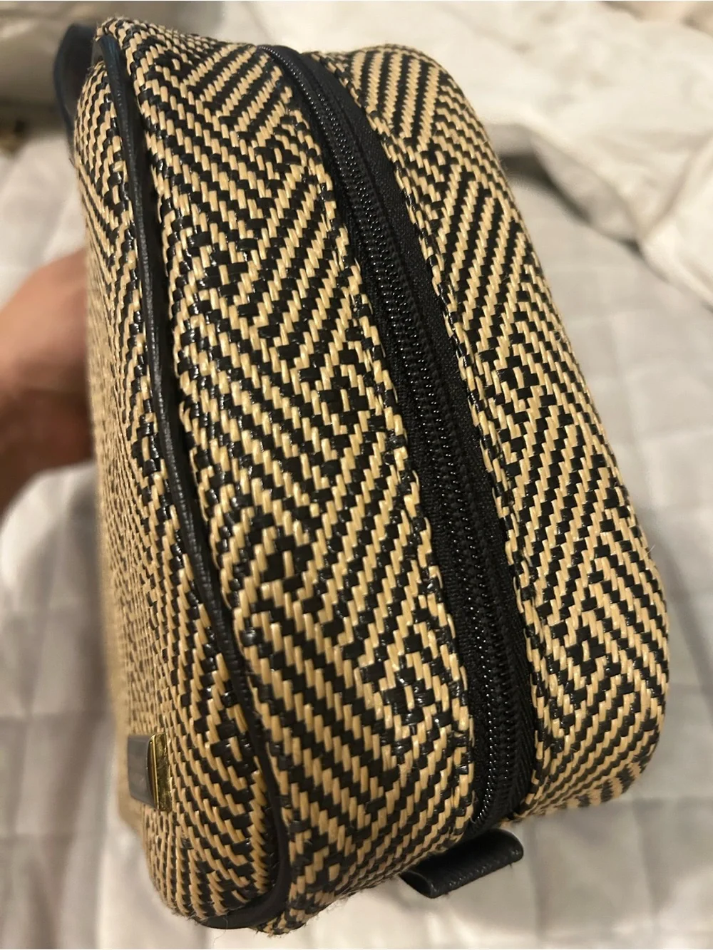 Stephanie Johnson Black and Natural Woven Cosmetic Case
